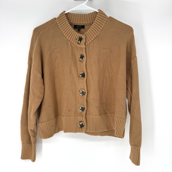 Quince 100% organic cotton cottagecore knit Tan Button-Up Cardigan small - Picture 2 of 7